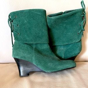 RSVP green suede boots.